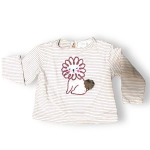 Zara Baby Pink and White Lion Shirt with Fluffy Tail
